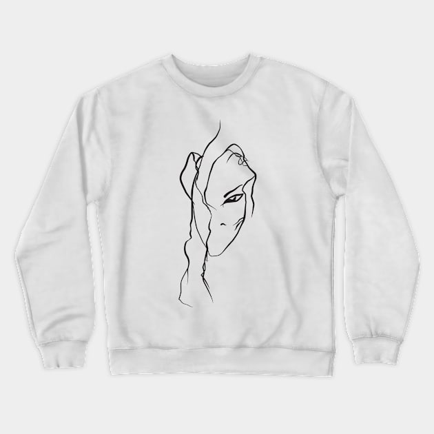 Lineart charming girl face Crewneck Sweatshirt by diplikaya